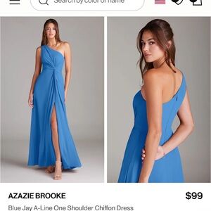 Azazie Brooke Blue Jay One Shoulder Dress